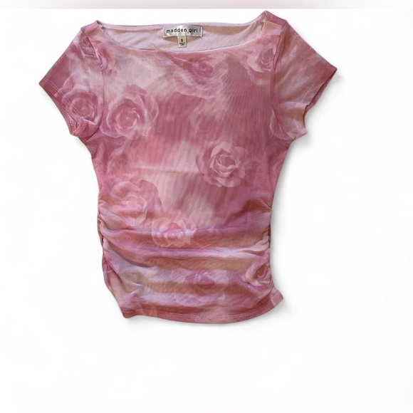 Madden Girl roses sheer top in size Small. New! - Picture 4 of 6